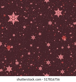 Seamless pattern of snowflakes.Christmas Snowflakes Background. Seamless Repeating Pattern