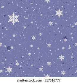 Seamless pattern of snowflakes.Christmas Snowflakes Background. Seamless Repeating Pattern