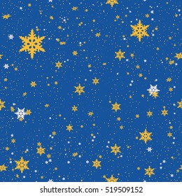 Seamless pattern of snowflakes.Christmas Snowflakes Background. Seamless Repeating Pattern