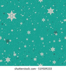 Seamless pattern of snowflakes.Christmas Snowflakes Background. Seamless Repeating Pattern