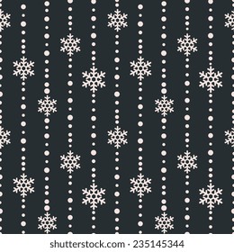 Seamless pattern with snowlfakes and dots