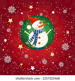 Seamless pattern with snowman. Holiday wallpaper for greeting cards,banners,gift paper.Vector illustration