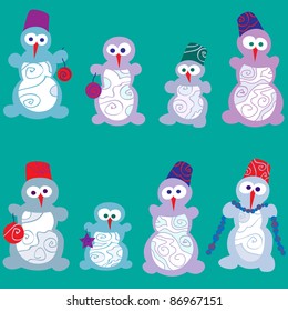 seamless pattern with snowman vector