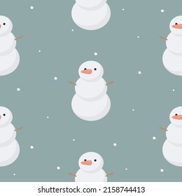 Seamless Pattern with Snowman. Vector illustration. For greeting card, posters, banners, the card, printing on the pack, printing on clothes, fabric, wallpaper.