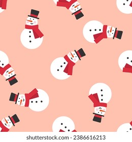 Patrón sin foco con muñeco de nieve. Textura de invierno simple para la tarjeta de felicitación de Navidad y Año Nuevo, papel de envoltura, , telas, decoración casera, scrapbooking. Ilustración del vector
