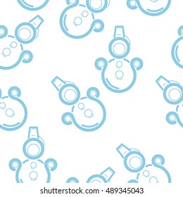 A seamless pattern of snowmen and snowflakes. Christmas Seamless Vector Pattern. Contain santa claus illustration on purple background. Great for wrapping paper and wallpapers.