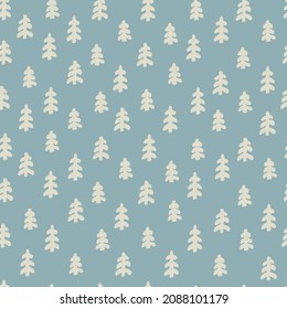 Seamless pattern with snowy fir trees for gift nd wrapping paper, surface design and other design projects