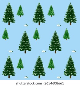 Seamless Pattern of Snowy Pine Trees, Perfect for seasonal, natural, and festive applications or wallpapers.