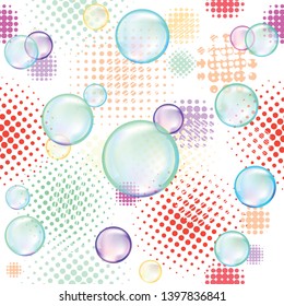 Seamless pattern with soap bubbles. Vector illustration