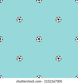 Seamless pattern with soccer ball. Doodle vector illustration with football ball. Colored football background