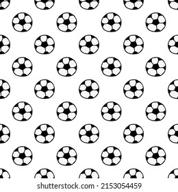 Patrón sin foco con balón de fútbol. Ilustración vectorial Doodle con bola de fútbol. Antecedentes de fútbol de colores