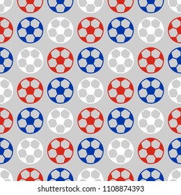 Seamless pattern soccer ball in Russian flag color theme, repeat pattern for use as wallpaper, printing or background