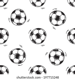 Seamless pattern with soccer balls on white background