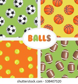 Seamless pattern of soccer balls on a green background