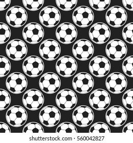 Seamless Pattern With Soccer Balls Vector.