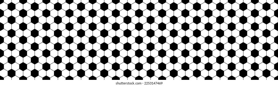 Seamless pattern of soccer, football. Sport texture of ball with black and white hexagons. Abstract sport game vector illustration background