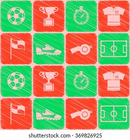 Seamless pattern with soccer icons for your design