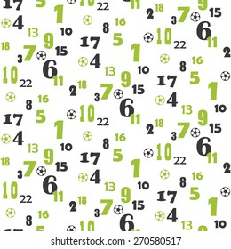 Seamless pattern of soccoer balls & numbers