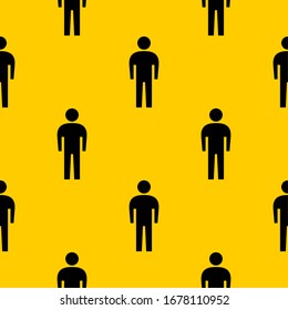 Seamless Pattern with Social Distancing People. Vector Image.