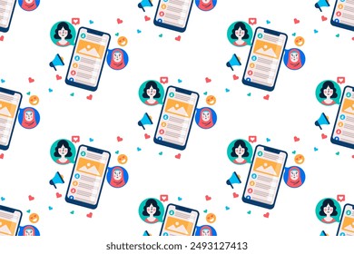 Seamless pattern social media background. Seamless patterned background with social media icons