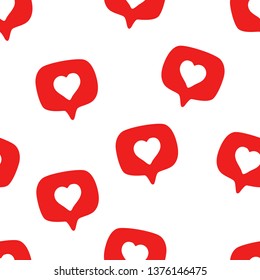 Seamless pattern with social media hand drawn likes.