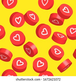 Seamless pattern with social media hand drawn likes