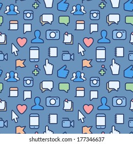 Seamless Pattern With Social Media Icons, Vector Illustration. 