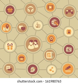 Seamless pattern of the social media relations icons in the Internet 