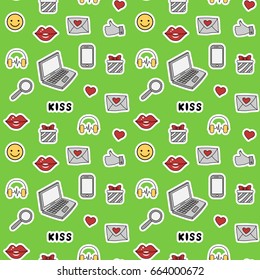 Seamless pattern of social networks. For young people. Vector illustration.