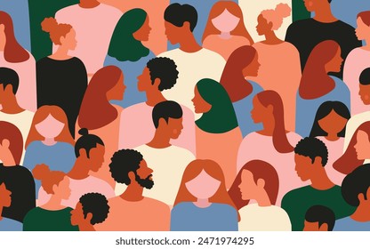 Seamless pattern Society or population, social diversity. Flat cartoon vector illustration