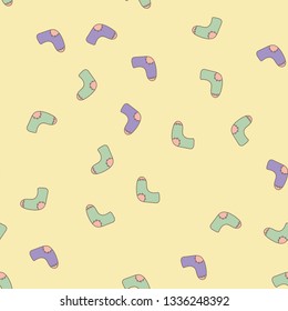 Seamless pattern with socks. Kawaii style. Vector