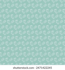Seamless pattern with socks and ruble sign. Doodle vector outline illustration.
