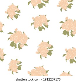 Nahtlose Muster mit sanften Blumen und grünen Blättern