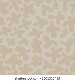 Seamless pattern with soft, organic shapes scattered randomly across a light background. Mid-century modern, Scandinavian aesthetics.