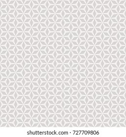 Seamless pattern in soft pastel colors, light grey and white. Linear mosaic background, floral grid. Simple abstract geometric ornament texture. Subtle design for decoration, prints. - Stock vector