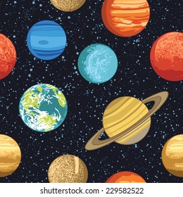 Seamless pattern with solar system planets