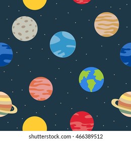 Seamless pattern  solar system planets