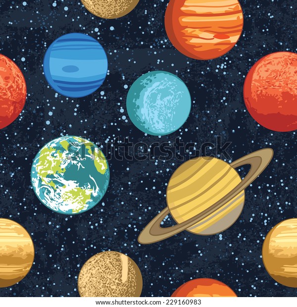Seamless pattern with\
solar system planets