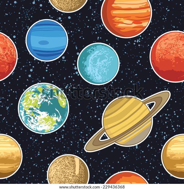 Seamless pattern with
solar system planets