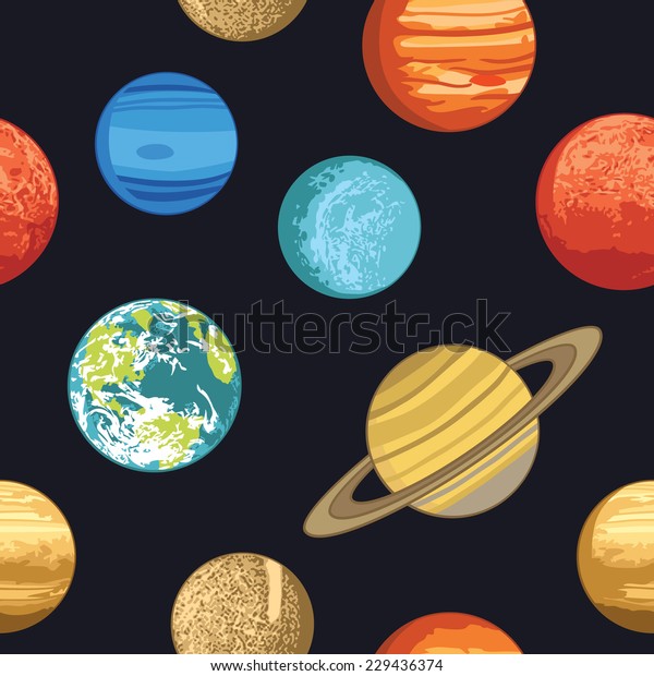 Seamless pattern with\
solar system planets