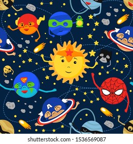 seamless pattern with solar system - vector illustration, eps