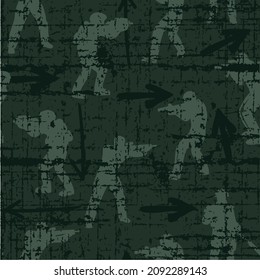 Patrón sin foco con el soldado. fondo de camuflaje para textiles, tejidos, ropa, artículos de papelería, medias y otros diseños.