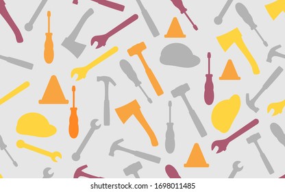 seamless pattern of solid color workers' tools. background for labor day celebration.