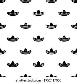 Seamless pattern with sombrero. Mexican hats ornament on white background. vector illustration. Cinco De Mayo wallpaper. 
