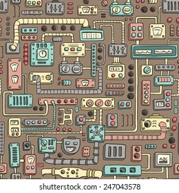 Seamless pattern with some kind of electrical appliances in color