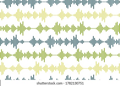 Seamless pattern of sound waves as equalizer isolated on white background. Vector Illustration