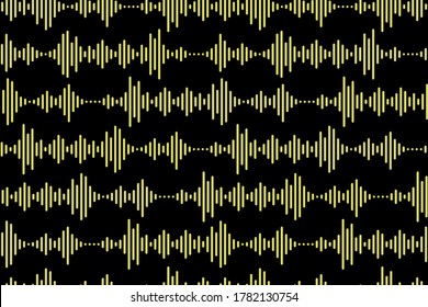 Seamless pattern of sound waves as equalizer isolated on black background. Vector Illustration