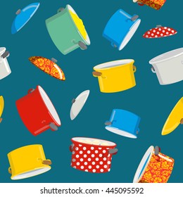 Seamless pattern soup tureen. background for kitchen