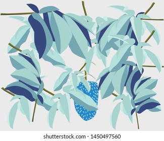 seamless pattern. with soursop leaves and soursop fruit a combination of blue and light blue color.
