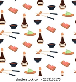 Seamless pattern with soy sauce. vector illustration